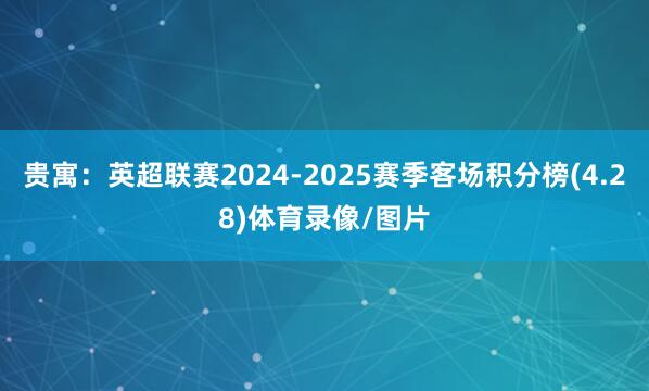 贵寓：英超联赛2024-2025赛季客场积分榜(4.28)体育录像/图片