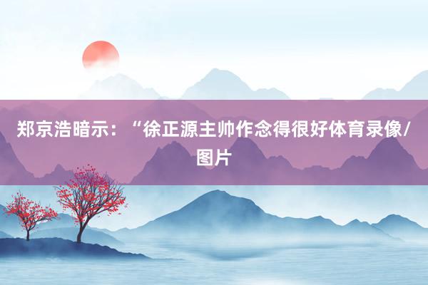 郑京浩暗示：“徐正源主帅作念得很好体育录像/图片
