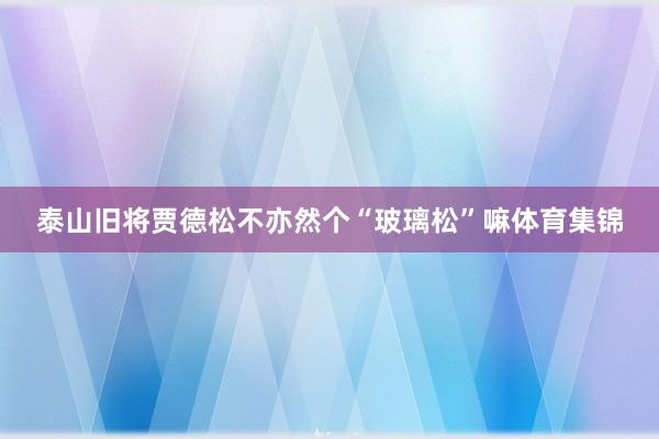 泰山旧将贾德松不亦然个“玻璃松”嘛体育集锦